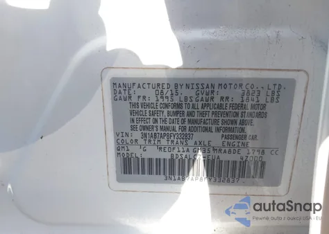 2015 Nissan Sentra Fe+ S/S/Sl/Sr/Sv из США, поврежденный, VIN 3N1AB7AP8FY332837